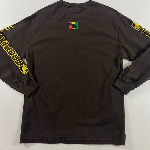 Vintage Y2K Tropix Surfboards T Shirt Men's Large Surf Long Sleeve Brown Alstyle - Picture 2 of 10